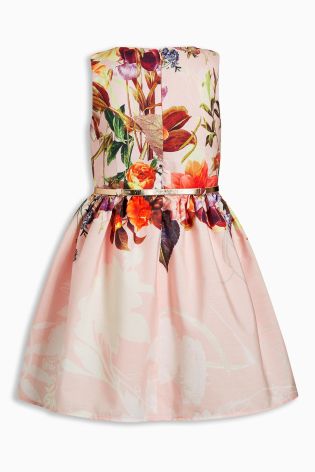 Pink Floral Belted Dress (3-14yrs)